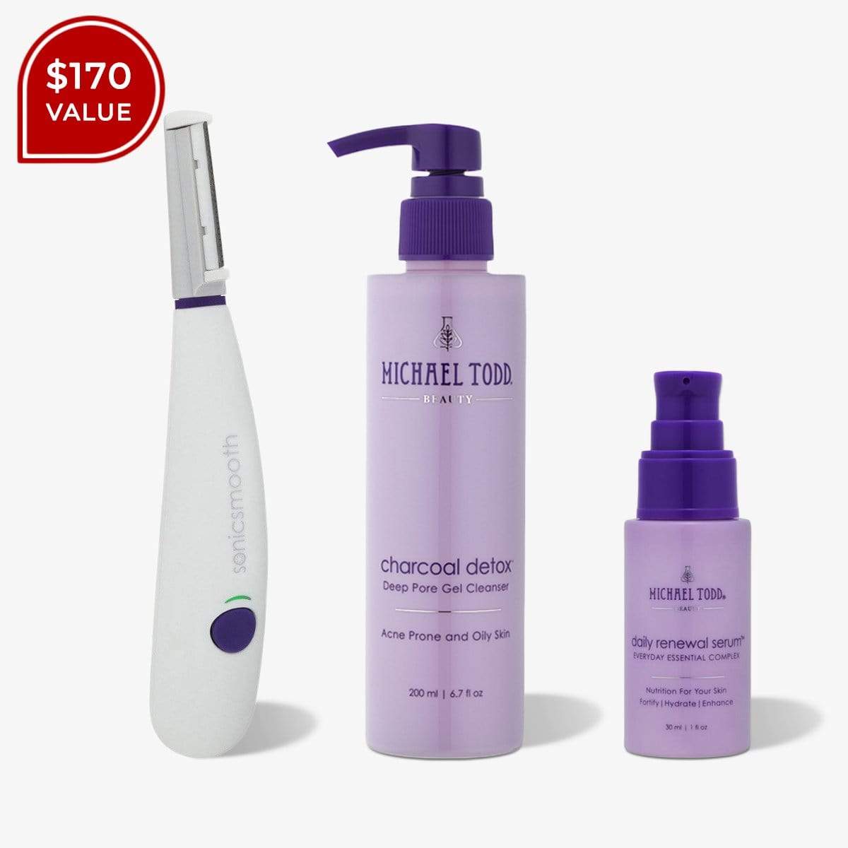 Michael Todd Beauty White Sonicsmooth + Charcoal Detox Cleanser + Daily Renewal Serum