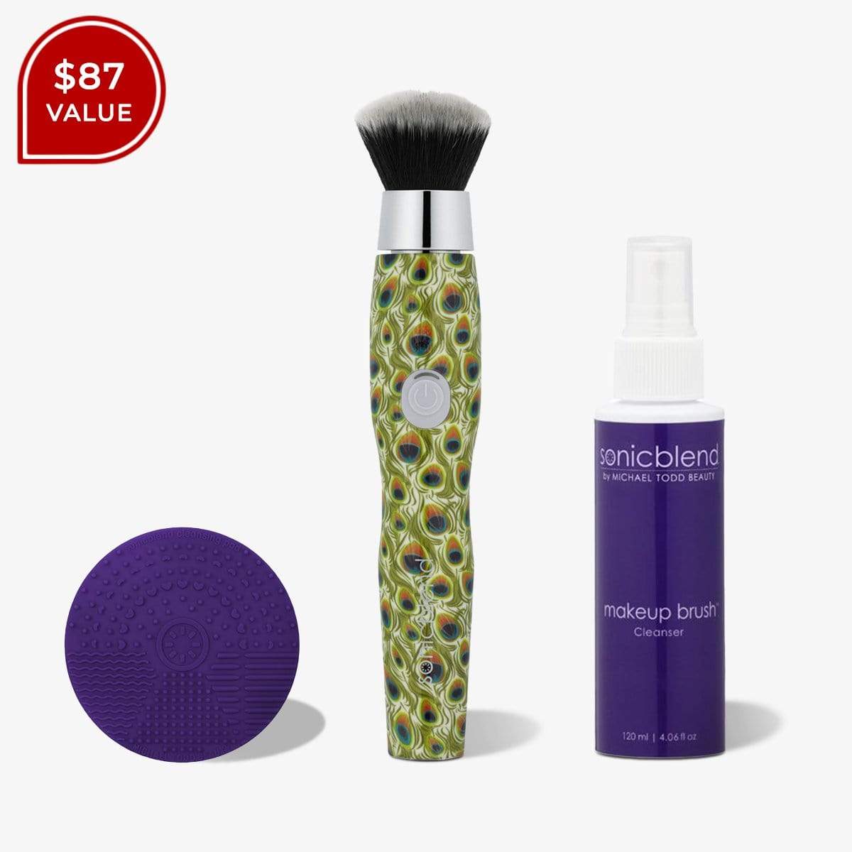 Michael Todd Beauty Tickle My Feather Sonicblend + Cleaning Mat + Makeup Brush Cleansing Spray